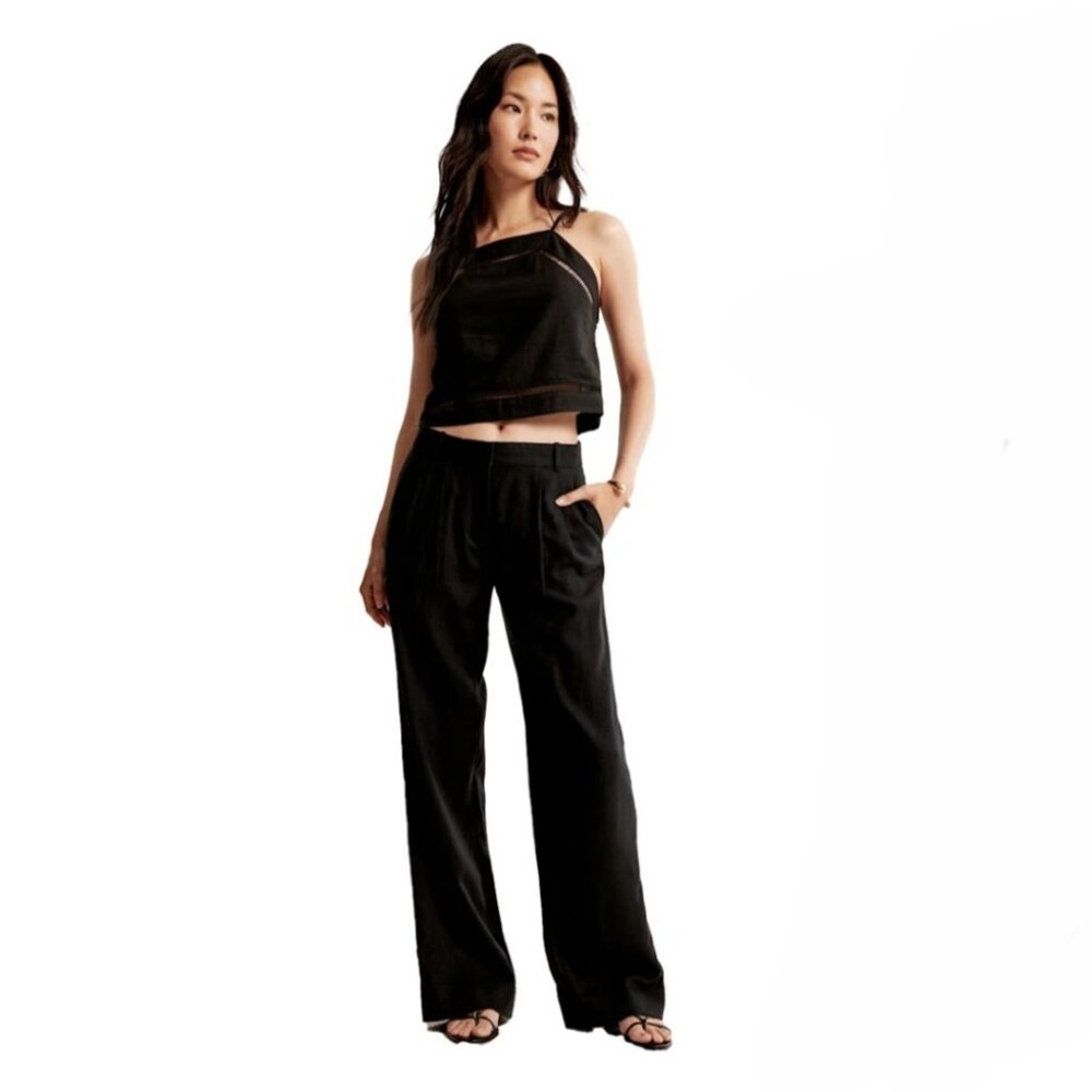 Abercrombie & Fitch Sloane Low Rise Tailored Linen-Blend Pant -  Size 27/4 Short